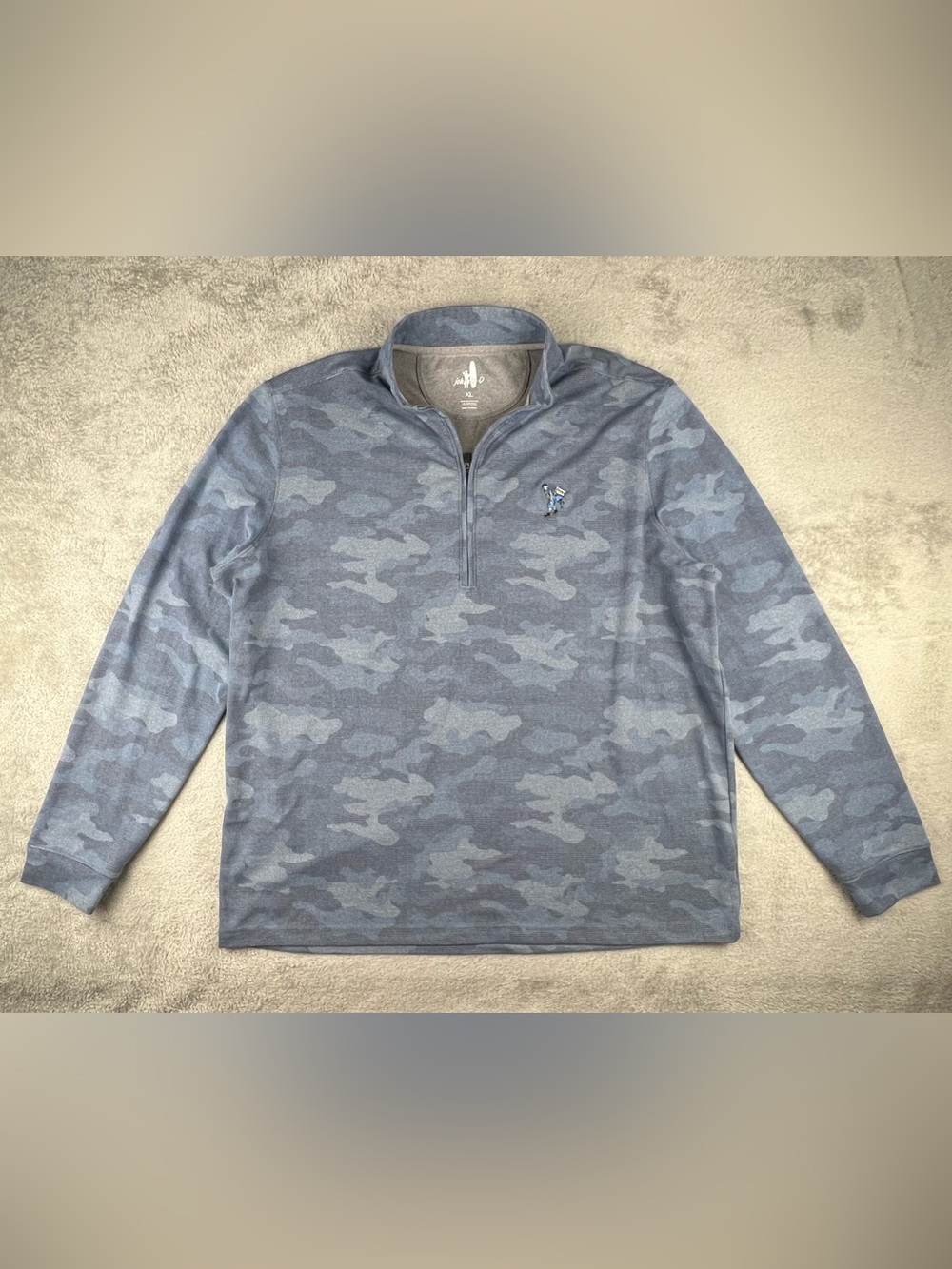 Johnnie O Pullover Mens XL Quarter Zip Woodson Microfleece Camo Malibu Blue